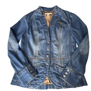 Coldwater Creek Tailored Denim Jacket Women’s Size 4P Boho Cottagecorp Snaps